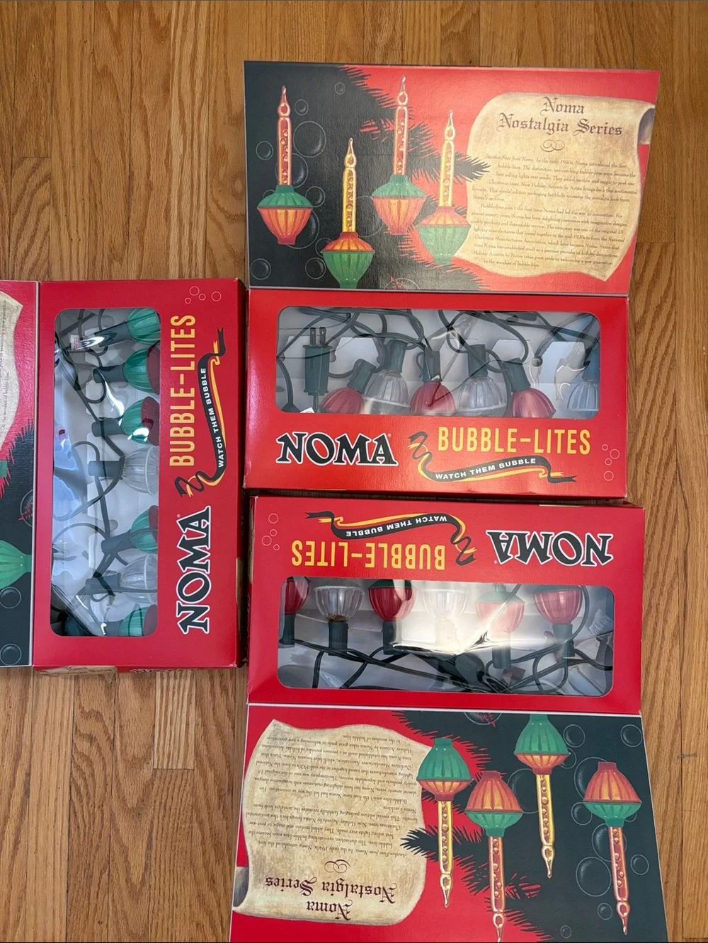 Noma Nostalgia Series Bubble-Lites Christmas Lights – Lot of 3 Boxes Retro Style